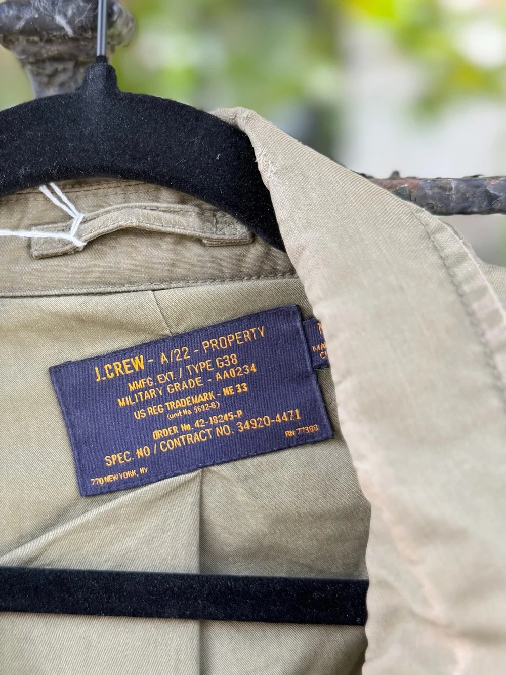 J Crew Olive Field Jacket M-65 Style Military Utility Hooded Coat Mens M